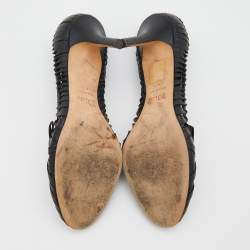 Pre Owned Dior Black Leather Cut Out Detail Bow Pumps Size 40.5