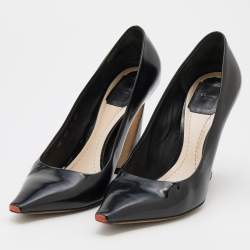 Pre Owned Dior Black Leather Pointed Toe Pumps Size 38.5