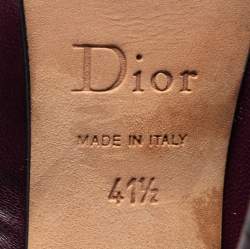 Pre Owned Dior Burgundy Leather Peep Toe Bow Platform Sandals Size 41.5