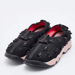 Pre Owned Dior Black Mesh Fusion Embellished Sneakers Size 38.5