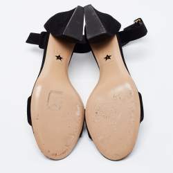 Pre Owned Dior Black Suede C'est Block Heel Ankle Strap Sandals Size 39