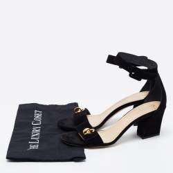 Pre Owned Dior Black Suede C'est Block Heel Ankle Strap Sandals Size 39