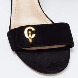 Pre Owned Dior Black Suede C'est Block Heel Ankle Strap Sandals Size 39