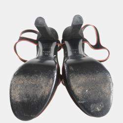 Christian Dior Black Satin Crystal Bow Open Toe Sandals Size EU 36