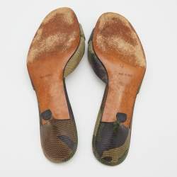 مملوكة مسبقًا Dior Multicolor Textured Leather Lock Key Slide Sandals Size 38.5