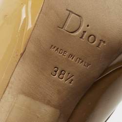 Christian Dior Brown Patent Leather Bow Peep Toe Pumps Size 38.5