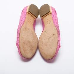 مملوكة مسبقًا Dior Pink Python Embossed Leather Ballet Flats Size 38
