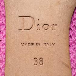 مملوكة مسبقًا Dior Pink Python Embossed Leather Ballet Flats Size 38