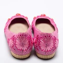 مملوكة مسبقًا Dior Pink Python Embossed Leather Ballet Flats Size 38