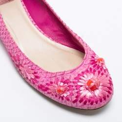 مملوكة مسبقًا Dior Pink Python Embossed Leather Ballet Flats Size 38