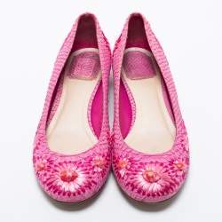 مملوكة مسبقًا Dior Pink Python Embossed Leather Ballet Flats Size 38