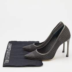 Pre Owned Dior Black/Metallic Woven Fabric and Metal Wire Pointed Toe Pumps Size 35
