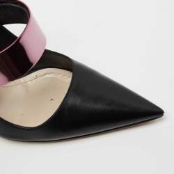 Dior Metallic Purple/Black Leather Mule Sandals Size 39