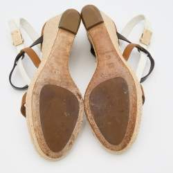 Dior Tricolor Leather Wedge Espadrille Ankle Strap Sandals Size 40