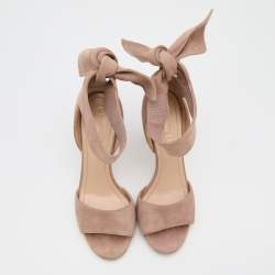 Pre Owned Dior Beige Suede La Belle Open Toe Sandals Size 35