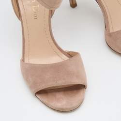 Pre Owned Dior Beige Suede La Belle Open Toe Sandals Size 35