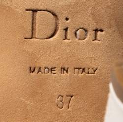 Pre Owned Dior Off White Leather Cutout Platform Ankle Strap Pumps Size 37