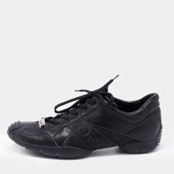 Dior Black Leather Low Top Sneakers Size 36.5