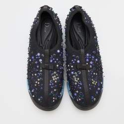 Pre Owned Dior Black Mesh Fusion Embellished Sneakers Size 40.5