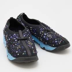 Pre Owned Dior Black Mesh Fusion Embellished Sneakers Size 40.5