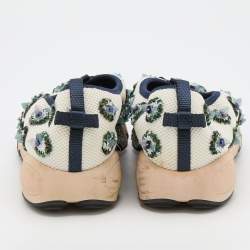 Pre Owned Dior White/Navy Blue Mesh Fusion Embellished Sneakers Size 40.5