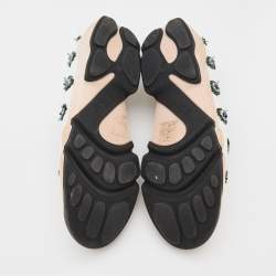 Pre Owned Dior White/Navy Blue Mesh Fusion Embellished Sneakers Size 40.5