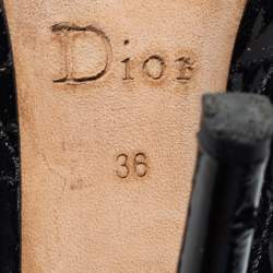 Pre Owned Dior Black Patent Leather Cannage Quilted Ankle Boots Size 36