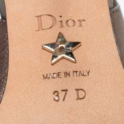 Pre Owned Dior Metallic Bronze Leather Crystal Embellished Slingback Pumps Size 37