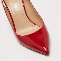 Pre Owned Dior Red Patent Leather Pointed Toe Slingback Pumps Size 36