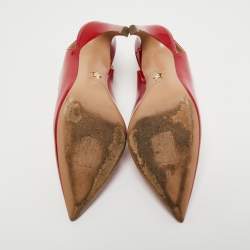 Pre Owned Dior Red Patent Leather Pointed Toe Slingback Pumps Size 36