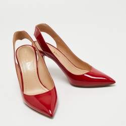 Pre Owned Dior Red Patent Leather Pointed Toe Slingback Pumps Size 36