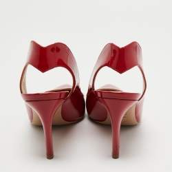 Pre Owned Dior Red Patent Leather Pointed Toe Slingback Pumps Size 36