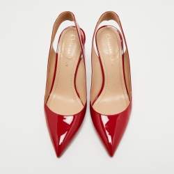 Pre Owned Dior Red Patent Leather Pointed Toe Slingback Pumps Size 36