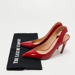 Pre Owned Dior Red Patent Leather Pointed Toe Slingback Pumps Size 36
