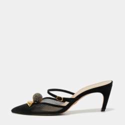 Dior Black Suede and  Mesh Lips Slingback Pump Size 36