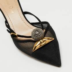 Dior Black Suede and  Mesh Lips Slingback Pump Size 36