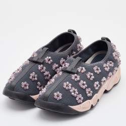 Dior Grey Mesh Fusion Embellished Sneakers Size 38.5