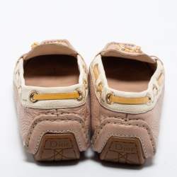 Dior Pink/White Leather Tassel Slip on Loafers Size 39