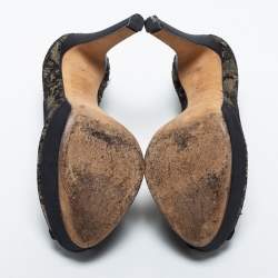 Pre Owned Dior Black Lace And Suede Dior Lingerie Peep Toe Platform Pumps Size 36