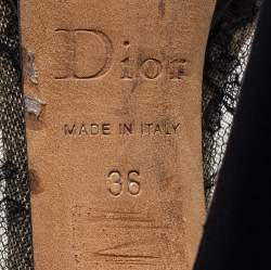Pre Owned Dior Black Lace And Suede Dior Lingerie Peep Toe Platform Pumps Size 36
