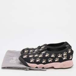Pre Owned Dior Black Mesh Crystal Embellished Fusion Slip On Sneakers Size 38