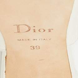 Pre Owned Dior Off-White Leather Round Toe Slingback Pumps Size 39