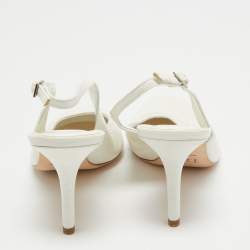 Pre Owned Dior Off-White Leather Round Toe Slingback Pumps Size 39