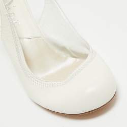 Pre Owned Dior Off-White Leather Round Toe Slingback Pumps Size 39