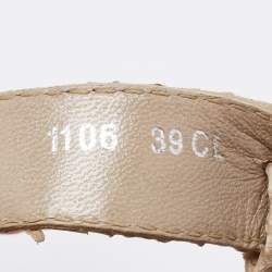 Dior Light Grey Python Embossed Leather Slingback Sandals Size 39