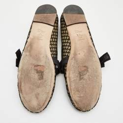 Pre Owned Christian Dior Black/Beige Mesh and Lace Baby-D Ballet Flats Size 39