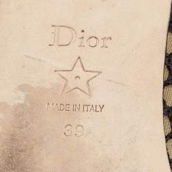 Pre Owned Christian Dior Black/Beige Mesh and Lace Baby-D Ballet Flats Size 39