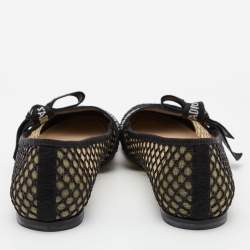 Pre Owned Christian Dior Black/Beige Mesh and Lace Baby-D Ballet Flats Size 39