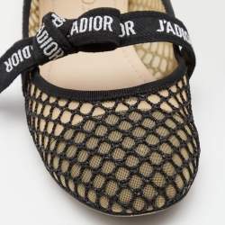 Pre Owned Christian Dior Black/Beige Mesh and Lace Baby-D Ballet Flats Size 39