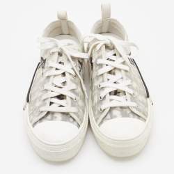 Pre Owned Dior White/Grey Oblique Mesh and Rubber B23 Low Top Sneakers Size 41